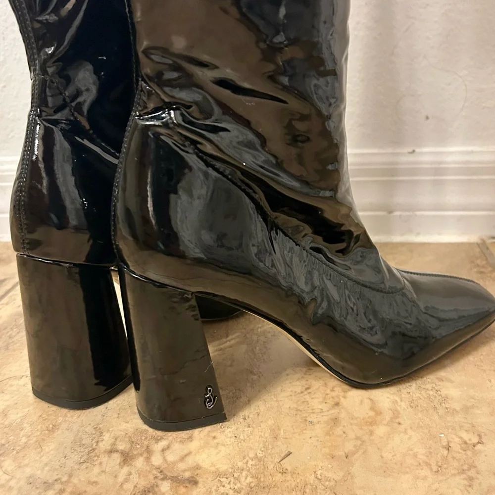 Sam Edelman | Cosette Black Patent Leather Over-The-Knee Block Heel Boots 9.5